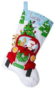 lot 18294 image: Bucilla Felt Applique 18 Stocking Making Kit, Jolly Deliveries, Perfect for DIY Arts and Crafts, 89552E