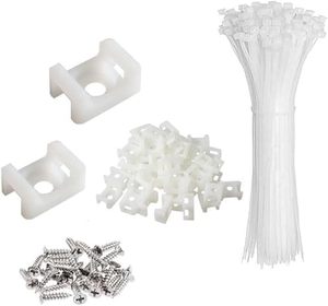 lot 18296 image: White Cable Zip Tie Mounts Kit-50 Pcs Cable Zip Tie Saddle Type Mounts Base with 50 Pcs 8 Cable Ties and 50 Pcs Tapping Screw, Wire Cable Clips Organizer Holders Clamps