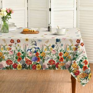 lot 18312 image: Horaldaily Spring Tablecloth 52�70 Inch Rectangular, Floral Flowers Watercolor Washable Table Cover for Party Picnic Dinner Decor