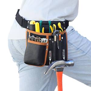 lot 18318 image: Tool Belt,Genuine Leather Tool Pouch,Detachable & Adjustable Single Side Tool Belt Pouch for Electrician,Carpenter,Construction,Work Apron,Utility Belt.