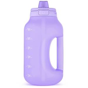 lot 18321 image: Ello Hydra 64oz Half Gallon Water Jug with Handle and Motivational Time Markers for All Day Hydration, Plastic Reusable Water Bottle with Straw and Locking, Leak Proof Lid, BPA Free, Lilac