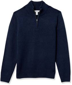 lot 18330 image: Amazon Essentials Mens Long-Sleeve Soft Touch Quarter-Zip Sweater, Navy, Medium