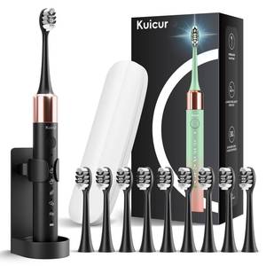 lot 18331 image: A 2pk Sonic Electric Toothbrush for Adults and Kids, Comes with 10 Brush Heads & Travel Case, 5 Modes with 2 Minutes Built in Smart Timer, One Charge for 90 Days, 42,000 VPM Motor (Black)