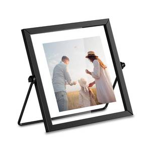 lot 18339 image: ANDUTEES 4x4 Floating Picture Frame, Black old Small Photo Frame, Metal Pressed Flowers Desk Picture Frame with Glass, Great for Photos, Gift, Pictures, Wedding, Portraits