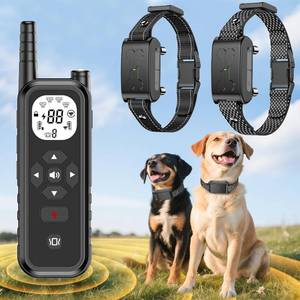 lot 18351 image: Wireless Dog Fence, Electric Fence for Dogs,Training Collar with Remote Control 3800FT Range, Portable Dog Perimeter Collar with 3 Training Mode Flash Light & Waterproof Matte Black 2 Pack