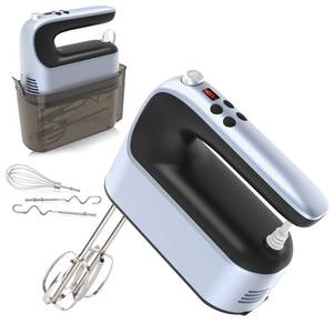 lot 19234 image: Yomelo 9-Speed Digital Hand Mixer Electric, 400W Powerful DC Motor, Hand Mixer Electric Handheld with Snap-On Storage Case, 5 Stainless Steel Accessories, Beaters, Dough Hooks, Whisk(Ocean Blue)
