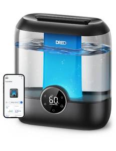 lot 19245 image: DREO Smart Humidifiers for Bedroom, 6L Top Fill Supersized Cool Mist Humidifier for Large Room, 60 Hour Runtime, Quiet Ultrasonic Humidifier for Plants, Indoor, Home, Night Light, Black
