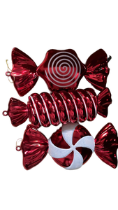 lot 19253 image: Red Peppermint Candy Christmas Ornaments (XL)