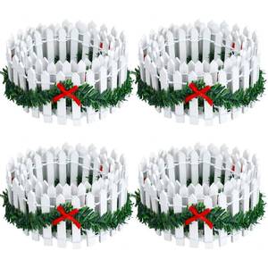 lot 19254 image: Spiareal 4 Pcs Christmas Village Accessories Fairy Garden Fence 35 Inch Small Picket Fence Wooden Decorative for Christmas Dollhouse Mini Village Garden Landscape (White)