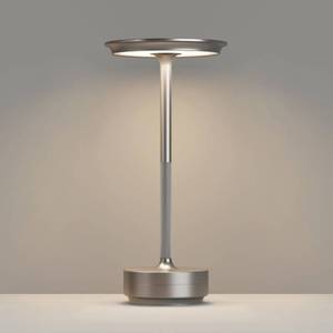 lot 19259 image: FDIDC Rechargeable Cordless Table Lamps, 5000mAh Portable LED Table Light, 3 Color Stepless Dimming Battery Powered Metal Table Lamp for Outdoor PatioBedroomRestaurant.(Silver)