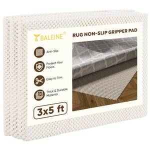 lot 19263 image: BALEINE Non Slip Rug Pad Rug Gripper for Hardwood Floors, Extra Thick Non Slip Mat Under Carpet (3x5)