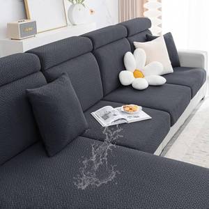 lot 19264 image: Smiry Waterproof Couch Cushion Covers, Stretch Jacquard Thick Sofa Cushion Covers, Washable Seat Slipcover Elastic Furniture Protector for Pets, Kid (3PC, Dark Grey)