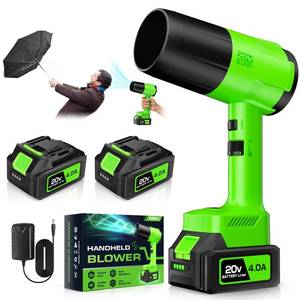 lot 19265 image: Leaf Blower Cordless, Handheld Leaf Blower with 2 X 4.0Ah Battery and Charger, 6 Speed Modes, Lightweight Blowers for Lawn Care, Patio, Yard, Dust,Blowing Leaves,Snow