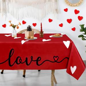 lot 20076 image: Tieshankao Valentines Day Decor Tablecloth 60x84 Inch Valentine��s Day Decorations Heart Table Cover for Home(Red)