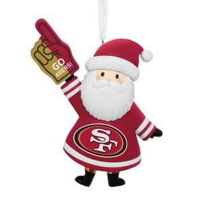 lot 20092 image: Hallmark NFL San Francisco 49ers Santa Fan Christmas Ornament, Gifts for Sports Fans