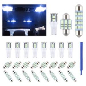 lot 20109 image: iFunyLED 24 Pieces Dome Light LED Car Interior Bulb Kit Set 194 T10 DE3175 578 31mm 42mm Bulbs Interior Replacement Lights for Car Map License Plate Door Side Marker Cornering Trunk Light - Ice Blue