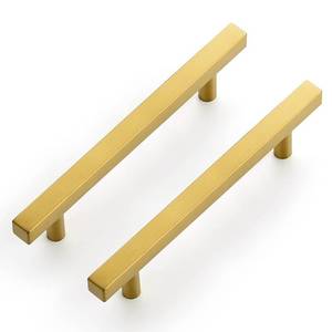 lot 20113 image: Ravinte 5 Pack Gold Cabinet Handles 4-12 Inch Brushed Brass Square Cabinet Pulls Gold Hardware for Kitchen Cabinets - 7 Inch Total Length
