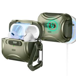 lot 20123 image: ESR for AirPods Pro 2 Case (202320222019, 2nd1st Gen), Compatible with AirPods Pro 2nd Generation (USB-CLightning Cable), Effortless MagSafe, Drop-Proof Lock, Easy Open, Cyber Series,Army Green