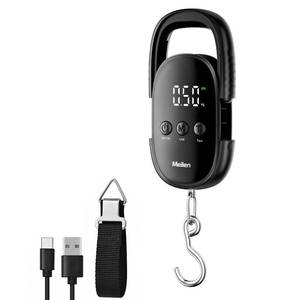 lot 20131 image: Meilen Luggage Weight Scale, 110LB50KG Digital Fishing Scale with Portable Hanging, Suitcase Baggage Scale with Hook, Type-C Charging, LED Screen, Black (1)