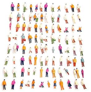 lot 20150 image: Airlxf 100PCS HO Scale Tiny People Set - Mixed Painted Plastic Figures
