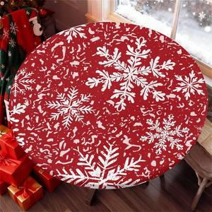 lot 20154 image: COTAIL Round Tablecloth with Elastic Edge, 36-60Inch Waterproof Table Cloth for Dinner, Outdoor, Picnic, 44inch, Christmas Snowflakes