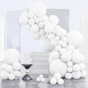 lot 20165 image: PartyWoo White Balloons 140 pcs Different Sizes of 18 12 10 5 Inch White Balloons Arch Kit Garland for Wedding Baby Shower Birthday Bridal Shower Graduation Engagement Party Decorations White-Y13