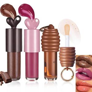 lot 20168 image: KTouler 3Pcs Bunny Keychain Lip Gloss Set,Honey Glitter Pink Brown Lip Gloss for Women,Nourishing Tinted Lip Oil With High-shine Finish,Hydrating Lip Care for Soft,Smooth & Nourished Lips
