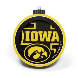 lot 20186 image: YouTheFan NCAA Iowa Hawkeyes 3D Logo Series Ornament, team colors