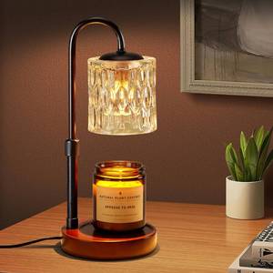 lot 20188 image: Briever Dimmable Candle Warmer Lamp with Timer, Height Adjustable Electric Candle Wax Warmer, Christmas Birthday Gifts for Women Mom, House Warming Gifts New Home Room Decor, Walnut Solid Wood Base