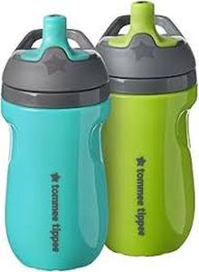 lot 12041 image: Tommee Tippee Cups Blue And Green With Lids And Straws