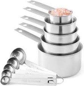 lot 12048 image: Stainless Steel Measuring Cups and Tablespoon  Set