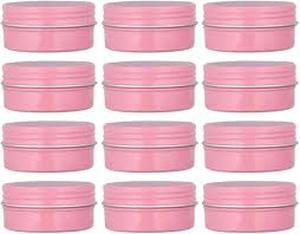lot 12064 image: Pink Aluminum Screw Top Jars - Set of 12