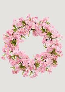 lot 17189 image: Pink Artificial Cherry Blossom Wreath decor