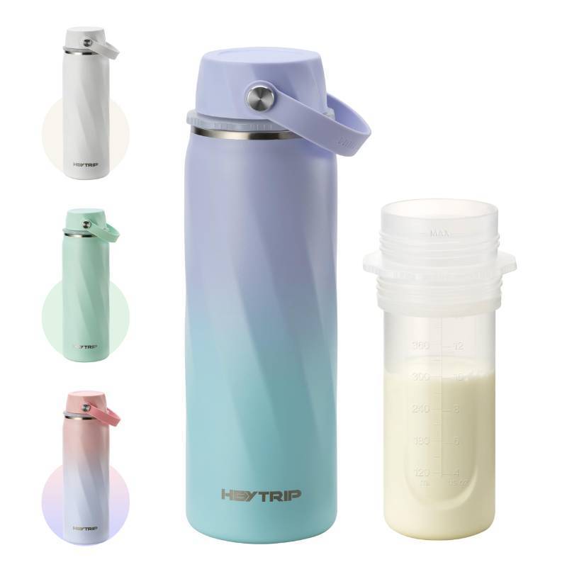 lot 25953 image: HEYTRIP Portable Breastmilk Cooler - 20oz Stainless Steel Milk Chiller Bottle for Travel & Work  Reusable Breastmilk Storage Container, 36 Hour Cooling, TSA Approved  Violet Aurora - Retail $33
