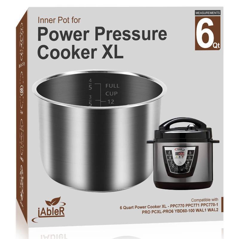 lot 25970 image: Genuine 6Qt Power Cooker XL Replacement Inner Pot Compatible with 6 Quart Power Pressure Cooker PPC770 PPC771 PPC770-1 PRO PCXL-PRO6 YBD60-100 WAL1 WAL2 Stainless Steel Inner Pot Parts - 6 QT
