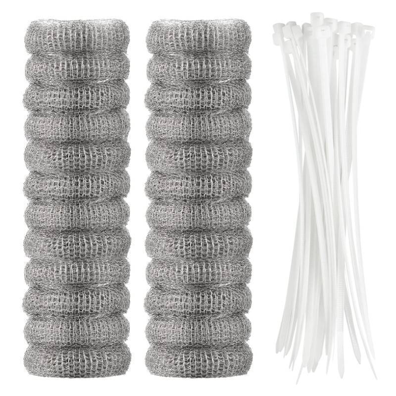 lot 30174 image: 24 Pieces Lint Traps Washing Machine Stainless Steel Lint Snare Traps Laundry Mesh Washer Hose Filter with 24 Pcs Cable Ties - Retail $10