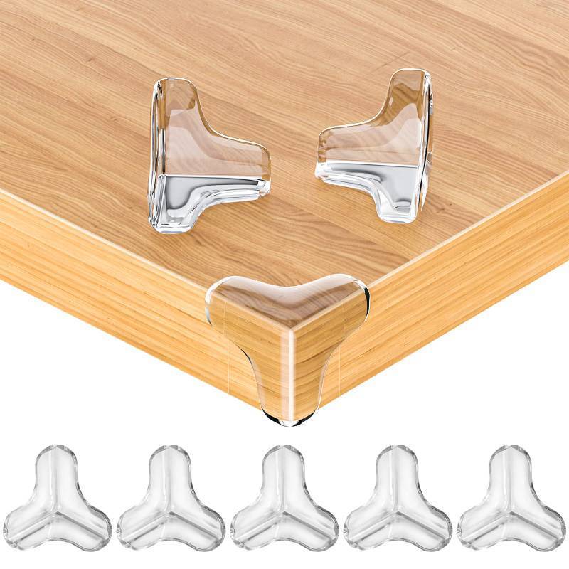 lot 30186 image: 7 Pack Large Clear Corner Protectors for Baby Proofing Furniture - Table Edge Guards and Bumpers - Retail $5