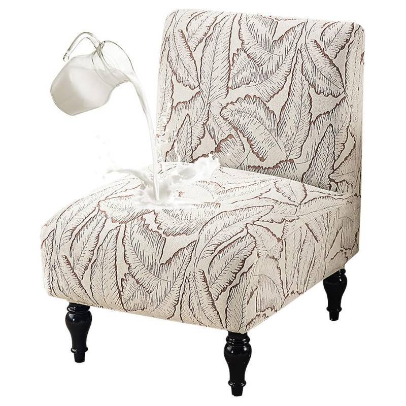 lot 51921 image: Buenanir Armless Accent Chair Cover Stretch Jacquard Accent Chair Slipcover for Slipper Chair Without Arms Printed Armless Chair Furniture Protector Covers for Living Dining Room Hotel Brown - Retail $18