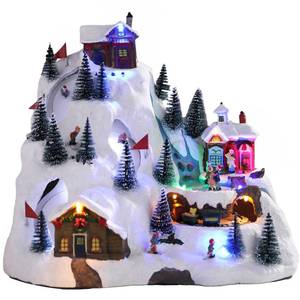 lot 3900 image: Chonsun Christmas Village 10.6 Inch Alpine Christmas Snowflakes with LED Lights Xmas Resort Music with USB3AA Batteries Indoor Display Figurines Tabletop Decorations