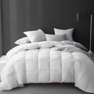 lot 3902 image: Hotel Grand Luxury White Goose Feather Down Fiber Comforter Twin Size, 100% Cotton All Season Duvet Insert Twin, Medium Warmth Bedding Comforter with 8 Corner Loops, White 68x90 Inch - Retail $60