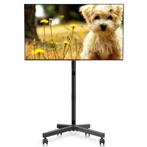 lot 3908 image: XINLEI Mobile TV Stand with Wheels for Most 21-60 Inch FlatCurved Screens TVs, Height Adjustable Rolling TV Cart, up to 77 lbs, Max VESA 400x400, ML55SE - Retail $40