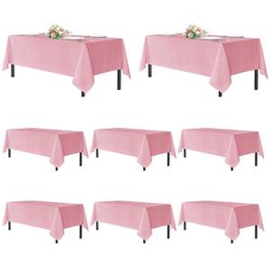 lot 3913 image: sancua Pink Tablecloths for 8 Foot Rectangle Tables, 8 Pack - Washable Polyester Fabric Table Cloth for Wedding Christmas Party, Birthday, Banquet Reception, 60x120 Inch - Retail $60