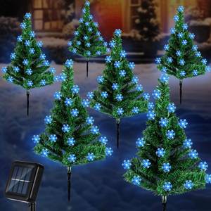 lot 3916 image: Retisee 6 Pack Solar Christmas Tree Garden Stake Lights Christmas Decorations Outdoor LED Snowflake Lights 8 Modes Prelit Xmas Tree Solar Landscape for Garden, Yard, Lawn, Cemetery(Blue Light)