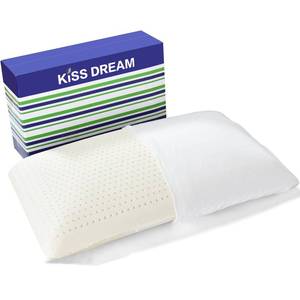 lot 3924 image: 100% Talalay Latex Pillow Bed Pillow for Sleeping, Extra Soft Natural Latex Sleeping Pillow for Back, Stomach or Side Sleepers, Removable Breathable Cotton Cover - High Elasticity (Queen Size) - Retail $51