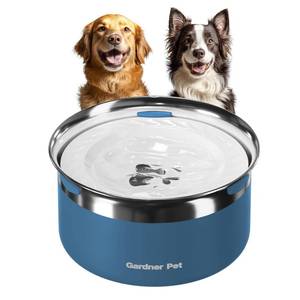 lot 26503 image: Gardner Pet Dog Bowls 1 Gallon (3.85L) Stainless Steel No Spill Dog Water Bowl, Slow Water Feeder Metal Bowls, Spill Proof Water Dispenser for Large Dogs, Promotes Healthy Hydration(Blue) - Retail $29