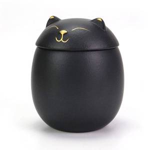 lot 26509 image: MEETPET Cat Urn Dog Urn Sized 3.2x2.9 and 4.9x4.25. A Smiley-Cat Pet Urn with a Memoria Card.Cat Urns for Ashes for Your Pet (12 cuin, Black) - Retail $13