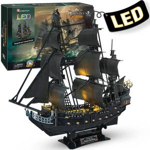 lot 26516 image: CubicFun 3D Puzzles for Adults Home Decor Pirate Ship Gifts for Men Women Model Kits Brain Teaser Valentines Day Gifts,Queen Annes Revenge 340 Pcs Easter Gift - Retail $40