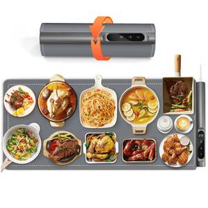 lot 26534 image: Newise Graphene Warming Mat for Food - Fast Full Surface Heating, Extra Large (XXL 36x 16) Electric Warming Trays for Buffets Party Countertop with 6 Temp & Timer Settings, Gifts for Mom Wife, Gray - Retail $114