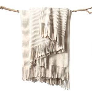 lot 26546 image: lifein Chenille Throw Blanket 50x60 - Soft Boho Knitted Blanket for Couch Cozy Farmhouse Decor Bed Throw, Lightweight All Season WhiteCream Blanket, Decorative for Living Room Bedroom Spring Decor - Retail $22