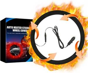 lot 26559 image: Heated Steering Wheel Cover, 2026 New 14.5-15.5 Car Steering Wheel Cover Warmer, 12V Fast Heating Steering Wheel Warmer for Vehicles, Trucks, SUVs Black